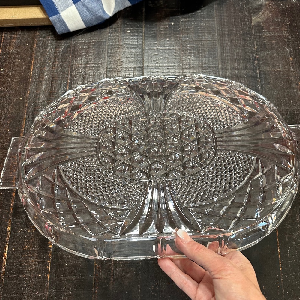 Crystal diamond cut serving tray